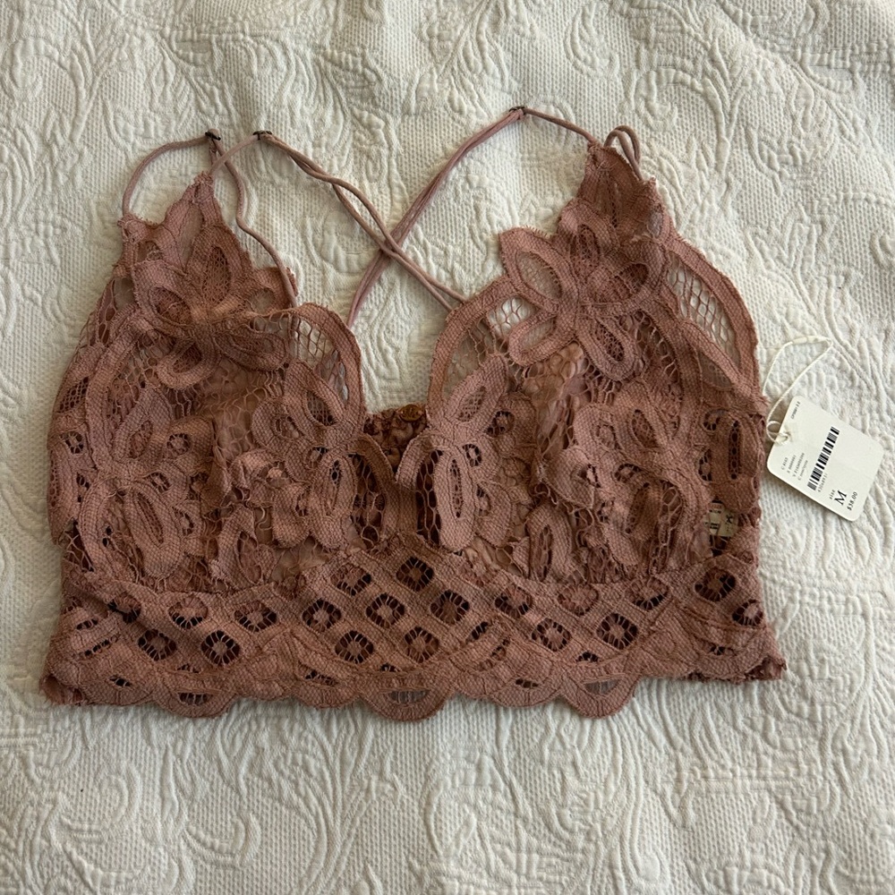 NWT / Brand New Free People Adella Bralette in Rose